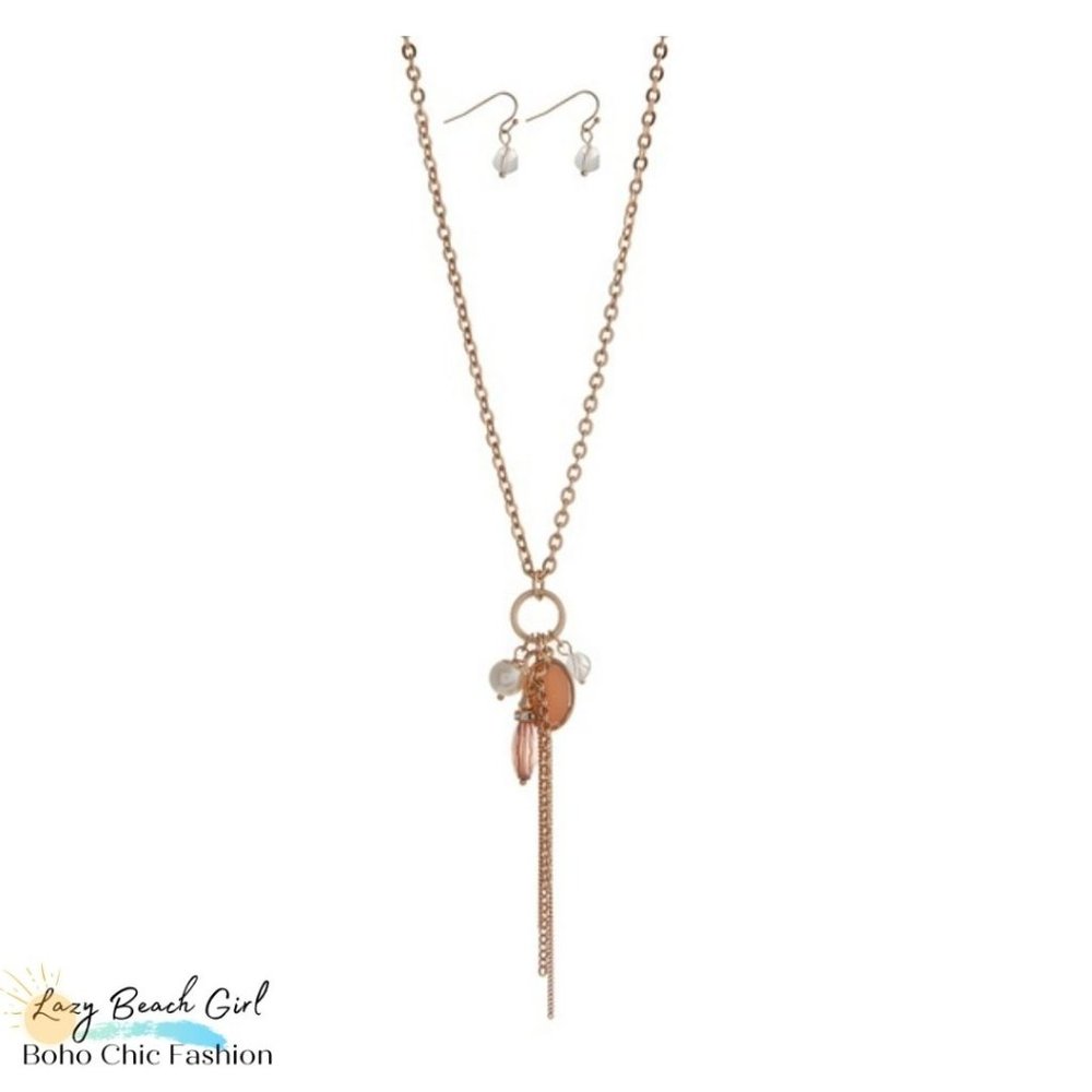 Peach Cluster Necklace Set